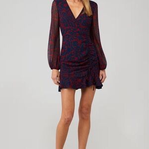 Bardot Red and Blue Long Sleeve Dress